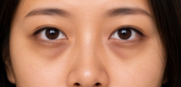 Close-up of under-eye dark circles before dark circle treatment at Luna Clinic KL