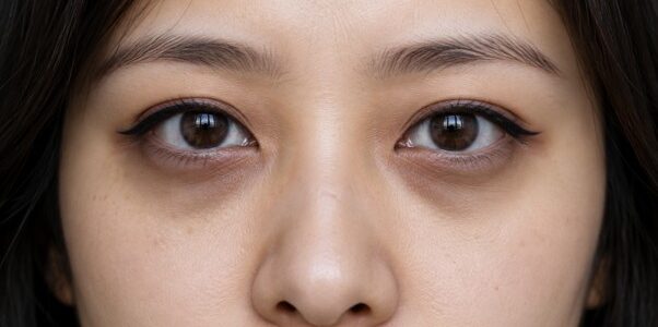 Close-up of dark eye circles before under-eye treatment at Luna Clinic KL